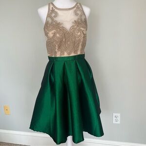 Elegant Green and Gold Dress